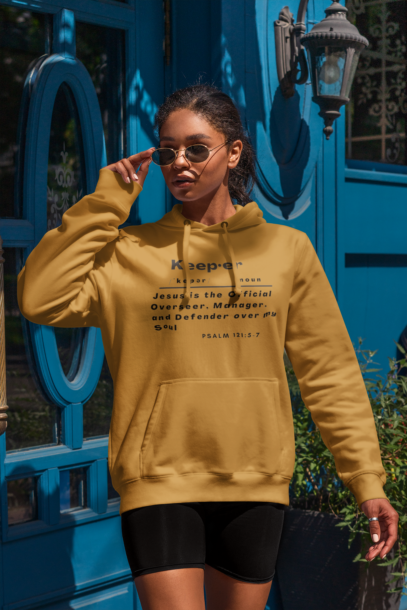 Woman is sporting our stylish Gildan 100% cotton Hoodie