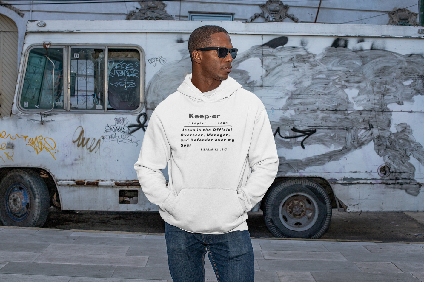 Man wearing our stylish soft Gildan 100% cotton Hoodie
