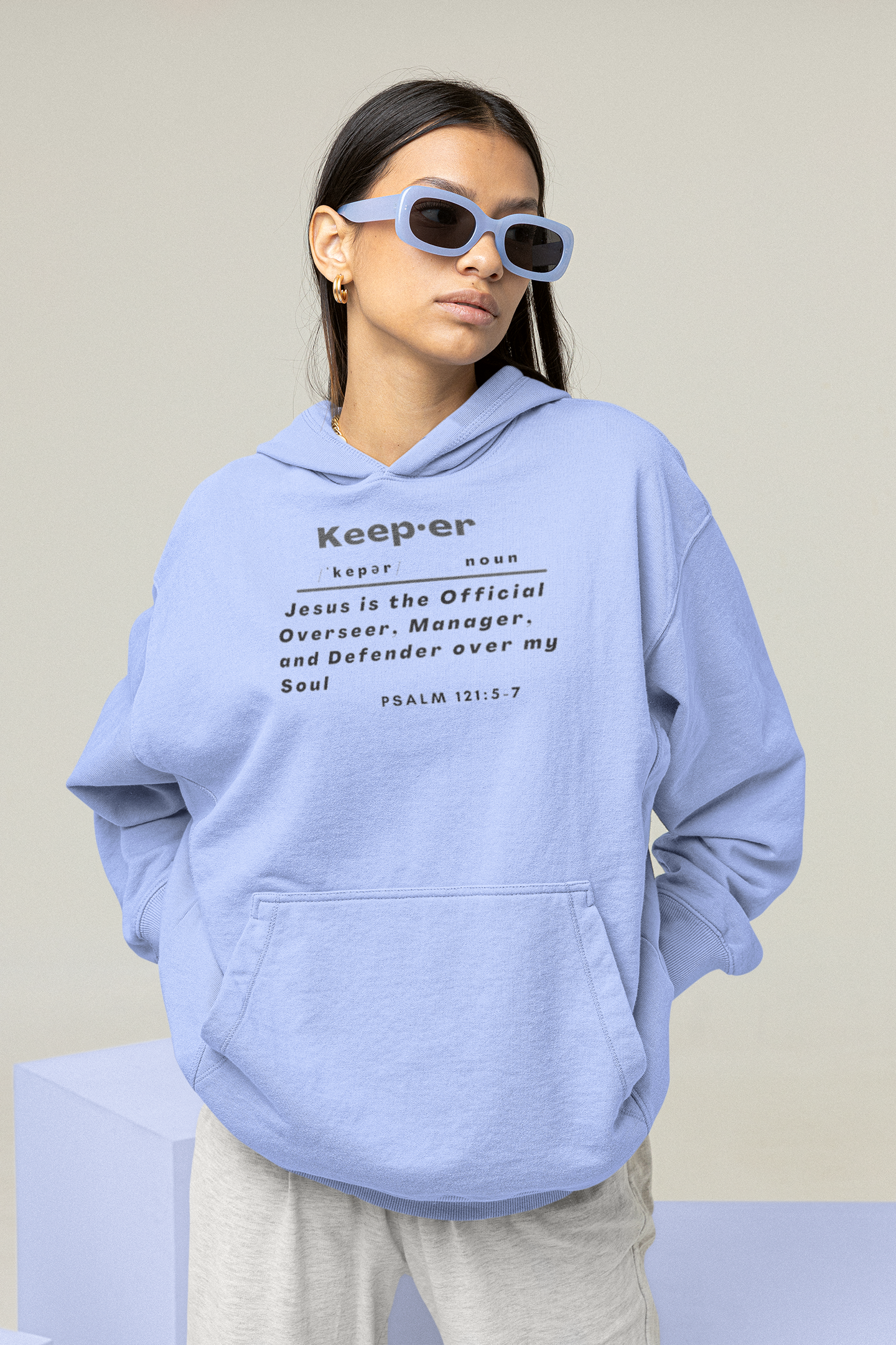 Sky Blue 2 pocket definition long sleeve Hoodie